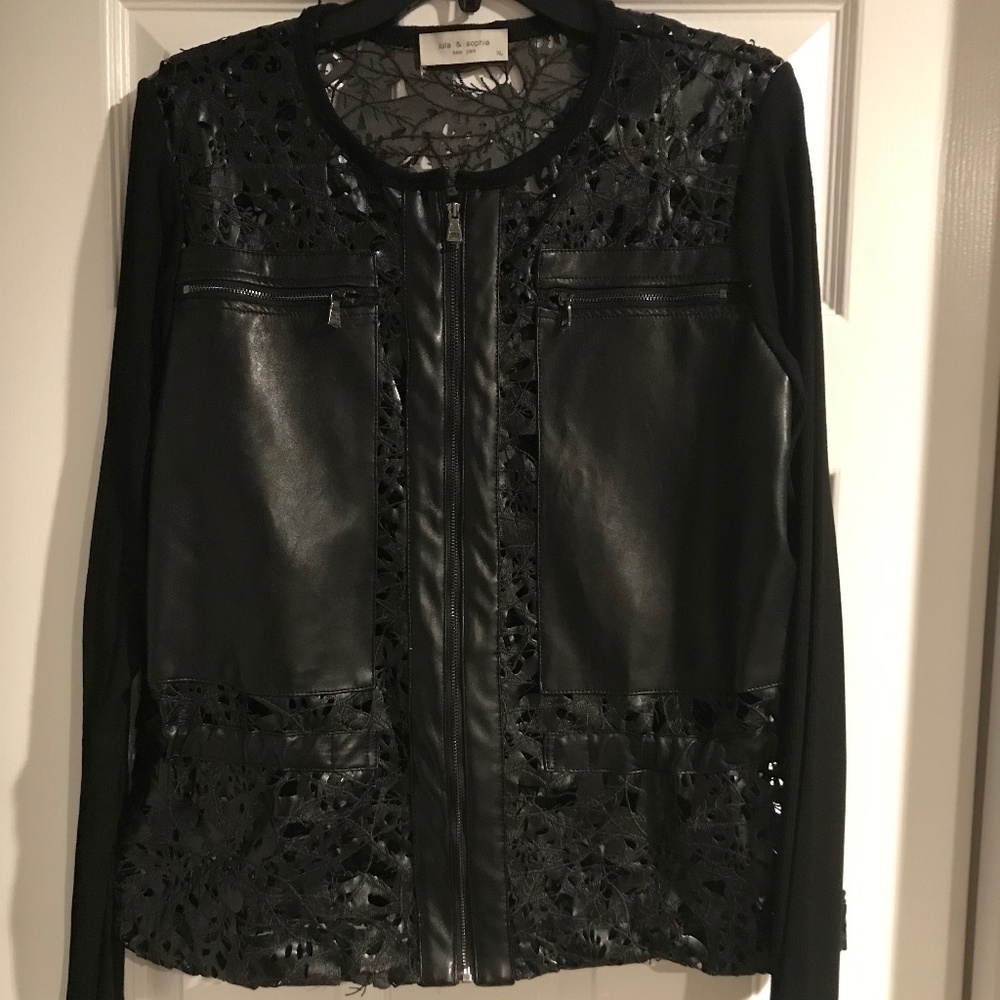 Leather and lace jacket